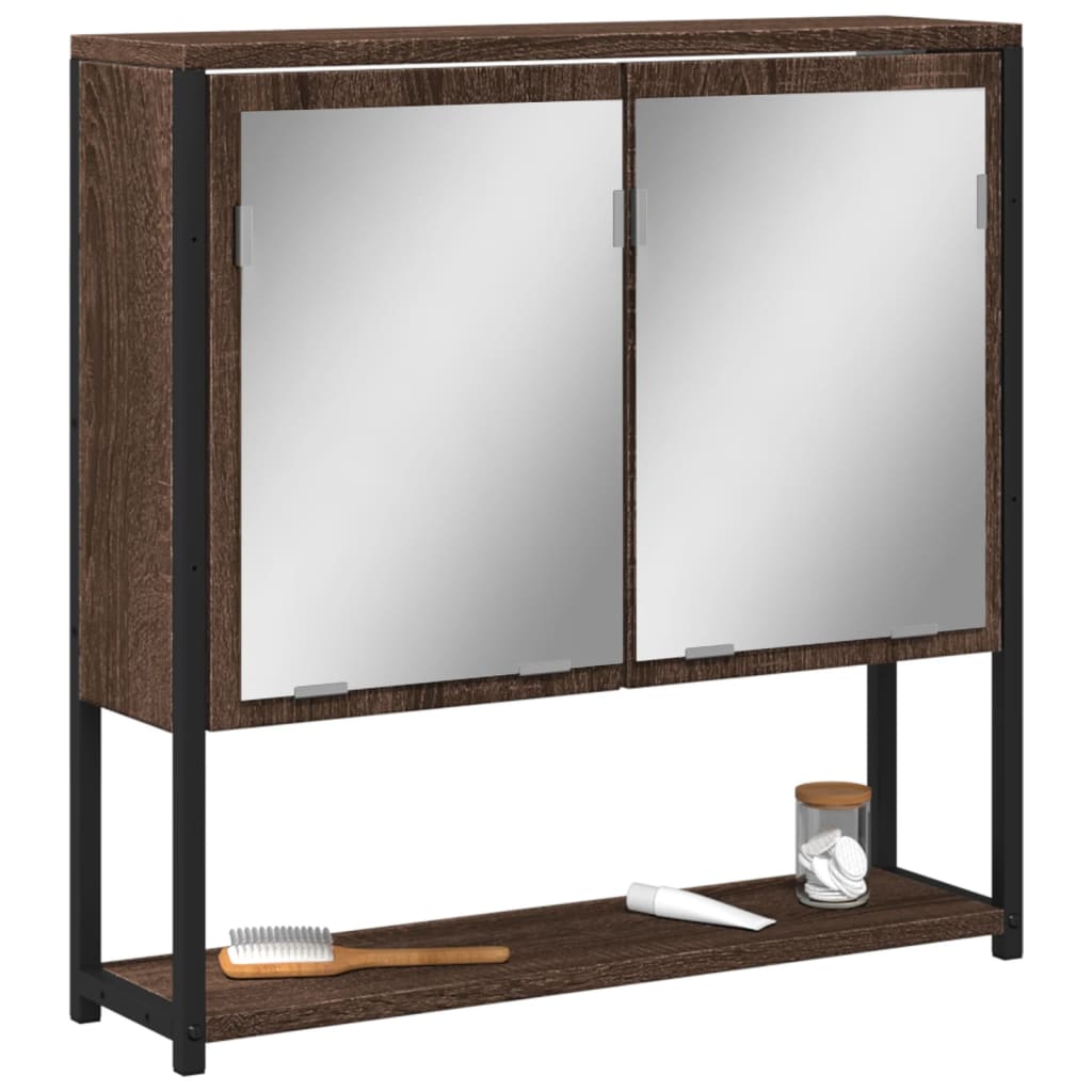vidaXL Kúpeľňová skrinka so zrkadlom hnedý dub 60x16x60cm komp. drevo