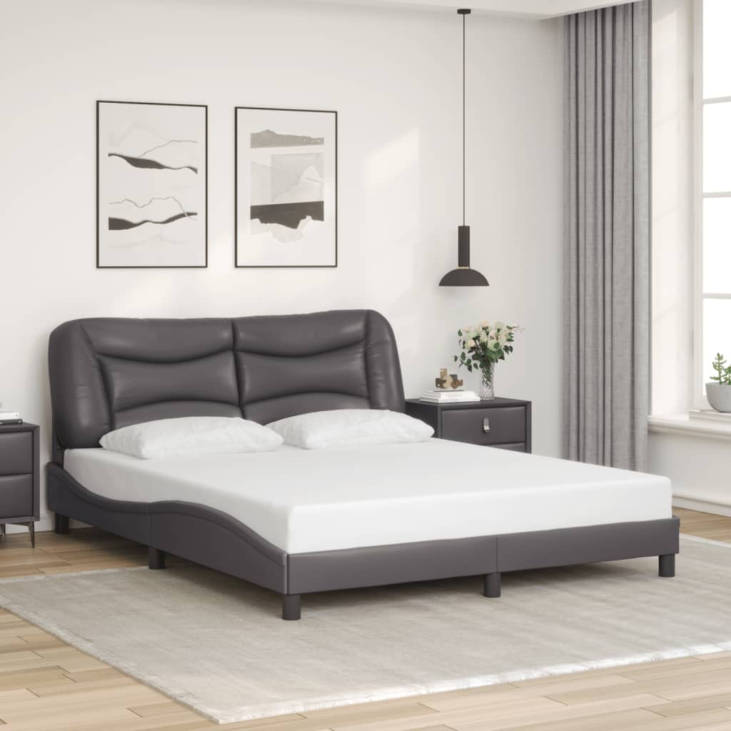 vidaXL Posteľný rám s čelom sivý 160x200 cm umelá koža