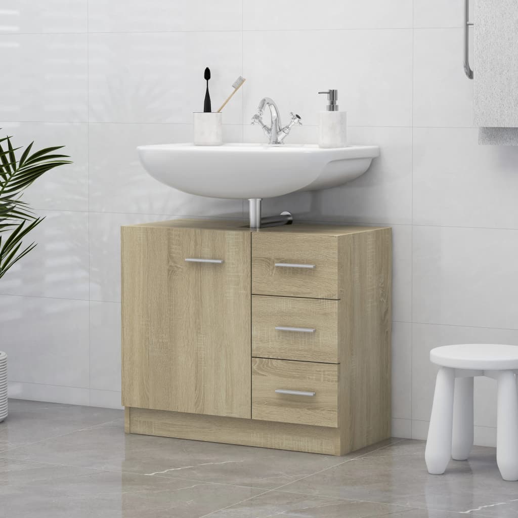 vidaXL Skrinka pod umývadlo, dub sonoma 63x30x54 cm, kompozitné drevo