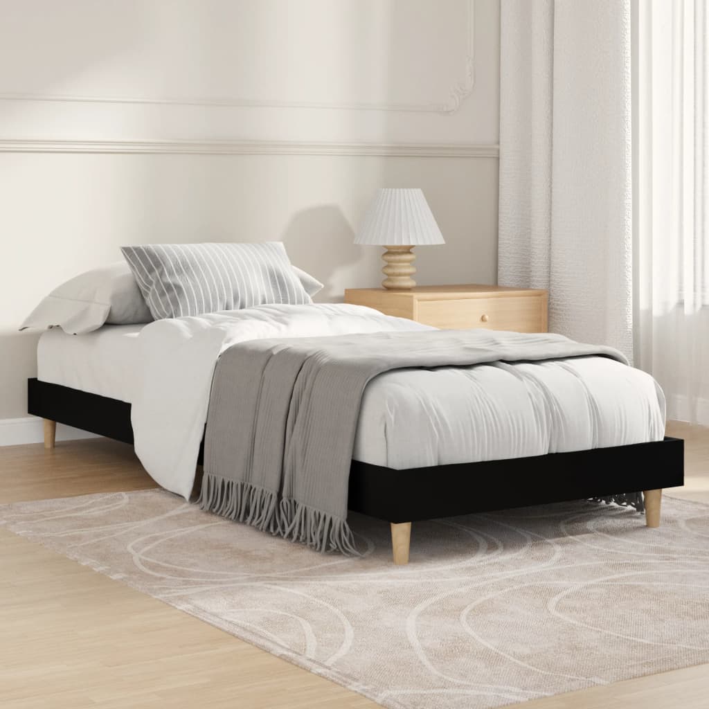 vidaXL Posteľný rám čierny 75x190 cm kompozitné drevo