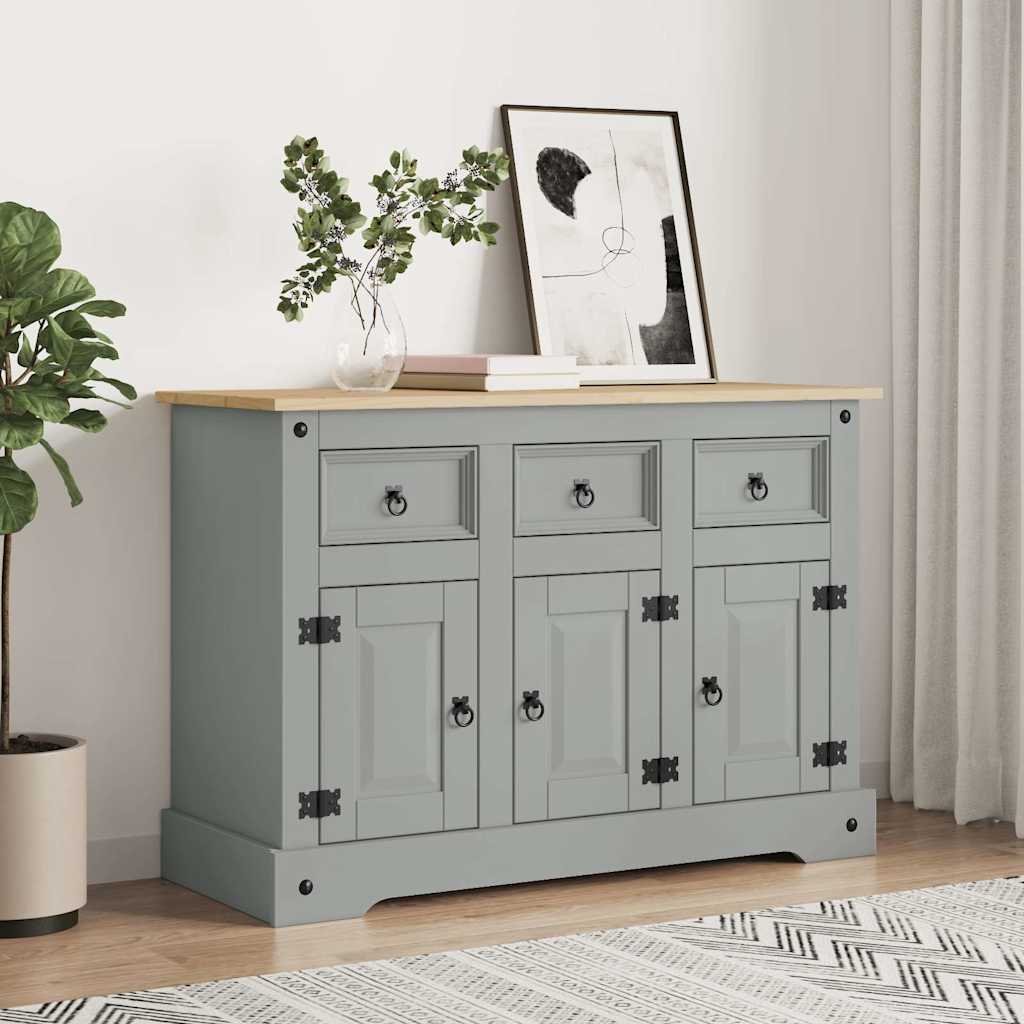 vidaXL Komoda Corona, sivá 112x43x78 cm, masívna mexická borovica