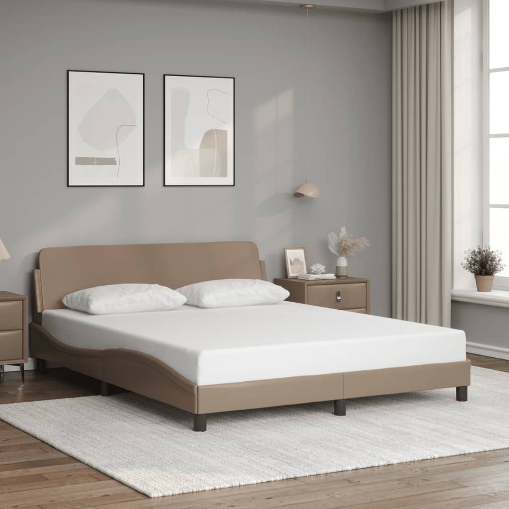 vidaXL Posteľný rám s čelom kapučínový 160x200 cm umelá koža