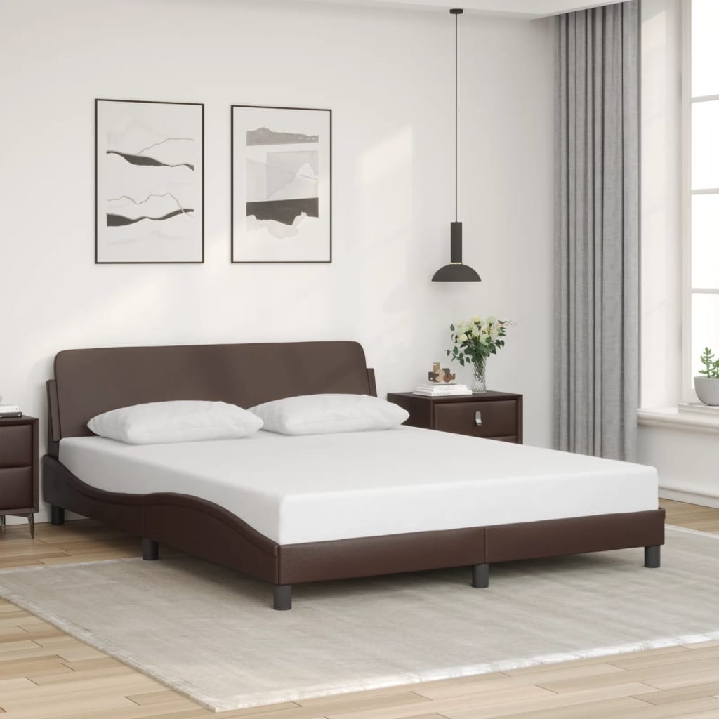 vidaXL Posteľný rám s čelom hnedý 160x200 cm umelá koža