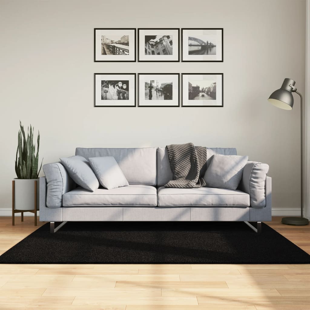 vidaXL Koberec HUARTE s krátkym vlakom umývateľný čierny 120x170 cm