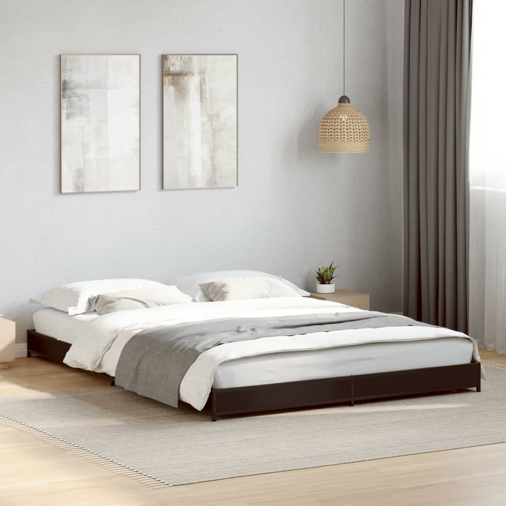 vidaXL Posteľný rám čierny 120x190 cm kompozitné drevo a kov