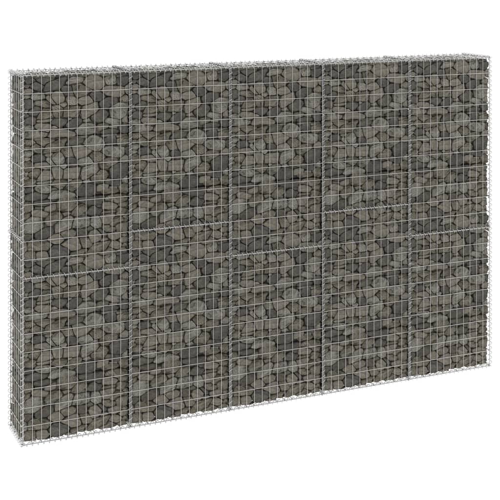 vidaXL Gabiónová stena s krytmi, pozinkovaná oceľ 300x30x200 cm