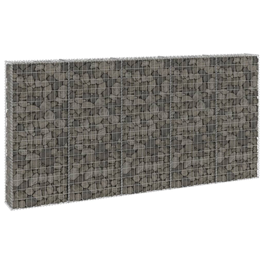 vidaXL Gabiónová stena s krytmi, pozinkovaná oceľ 300x30x150 cm