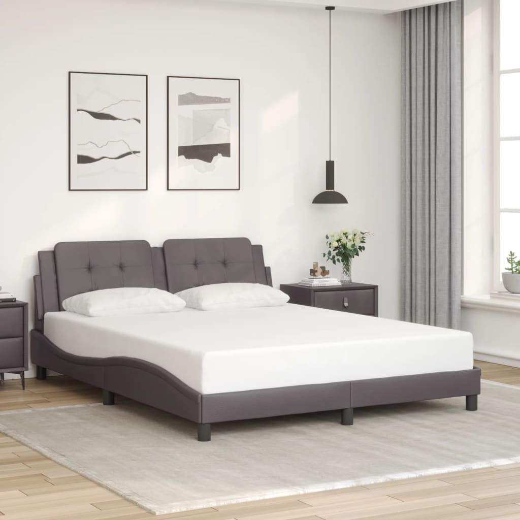 vidaXL Posteľný rám s čelom sivý 160x200 cm umelá koža