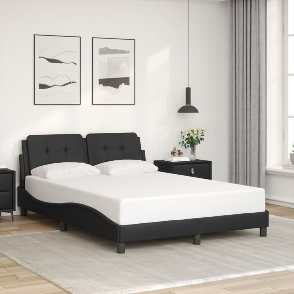 vidaXL Posteľný rám s čelom čierny 140x190 cm umelá koža