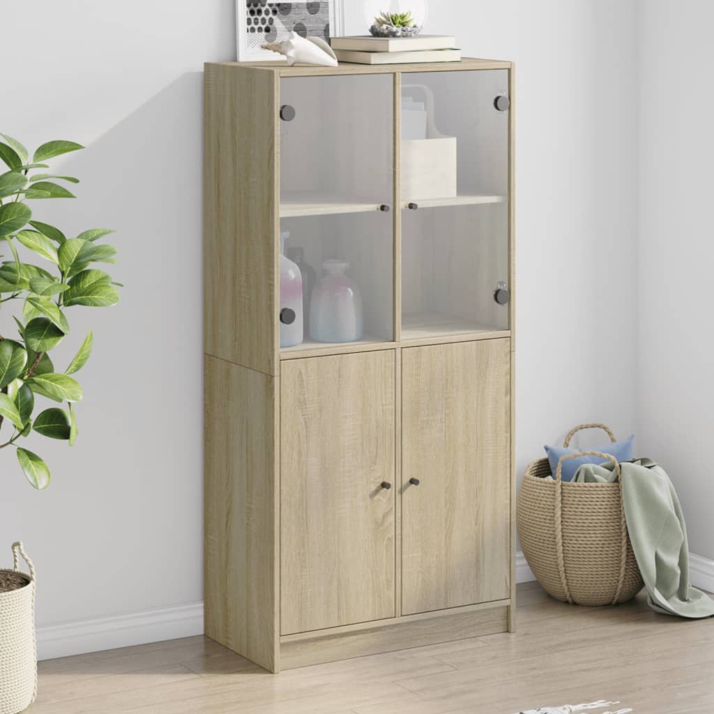 vidaXL Vysoká skrinka s dvierkami sonoma 68x37x142 cm kompozitné drevo
