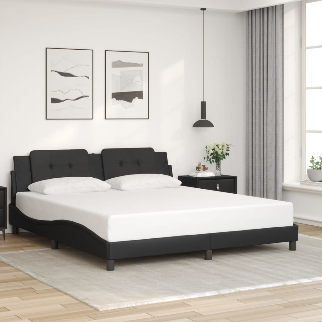 vidaXL Posteľný rám s čelom čierny 180x200 cm umelá koža