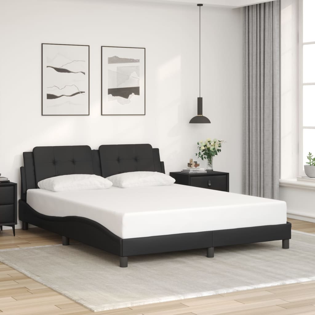 vidaXL Posteľný rám s čelom čierny 160x200 cm umelá koža