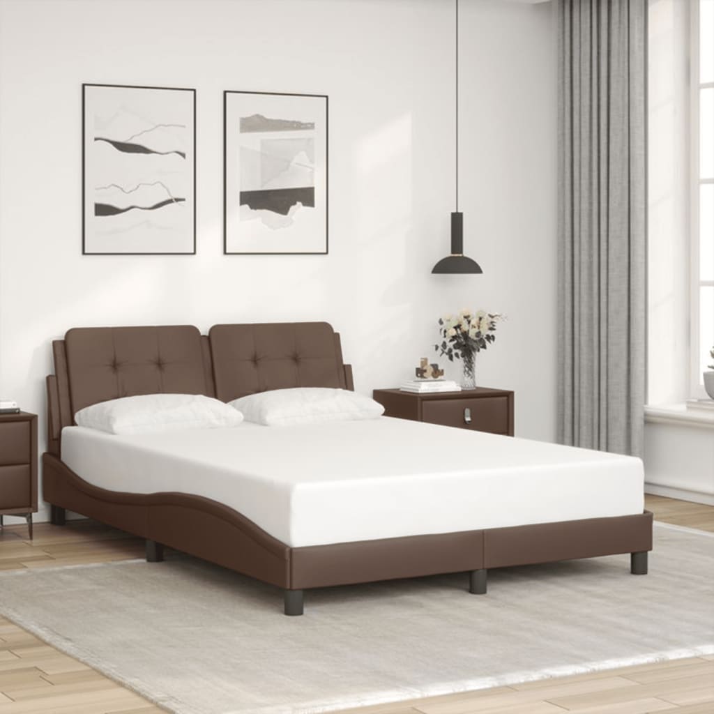 vidaXL Posteľný rám s čelom hnedý 120x200 cm umelá koža