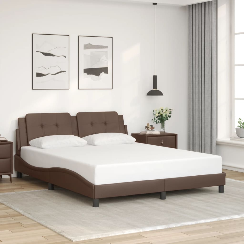 vidaXL Posteľný rám s čelom hnedý 160x200 cm umelá koža