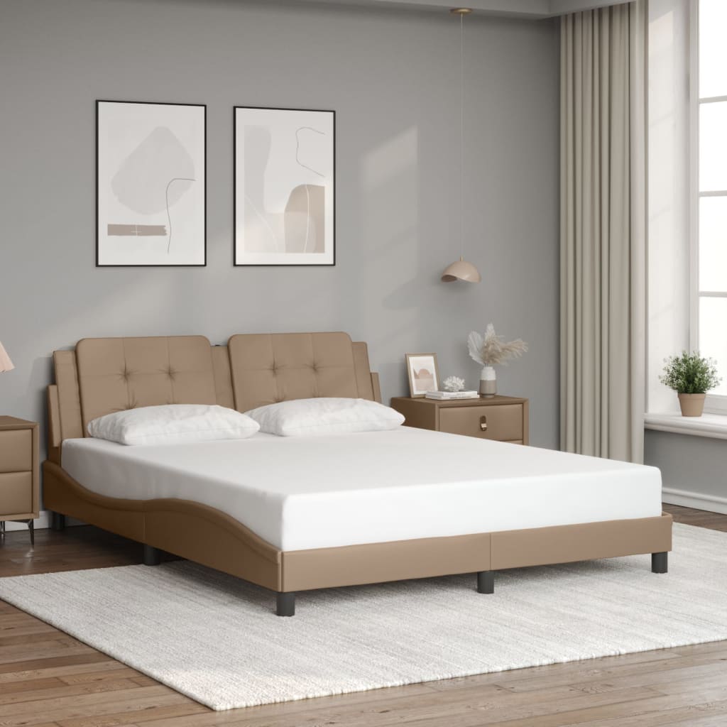 vidaXL Posteľný rám s čelom kapučínový 160x200 cm umelá koža