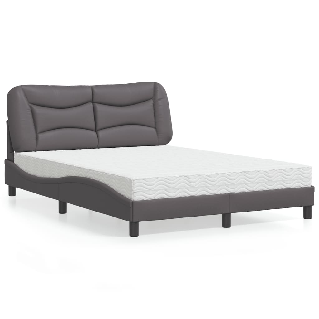 vidaXL Posteľ s matracom sivá 140x200 cm umelá koža