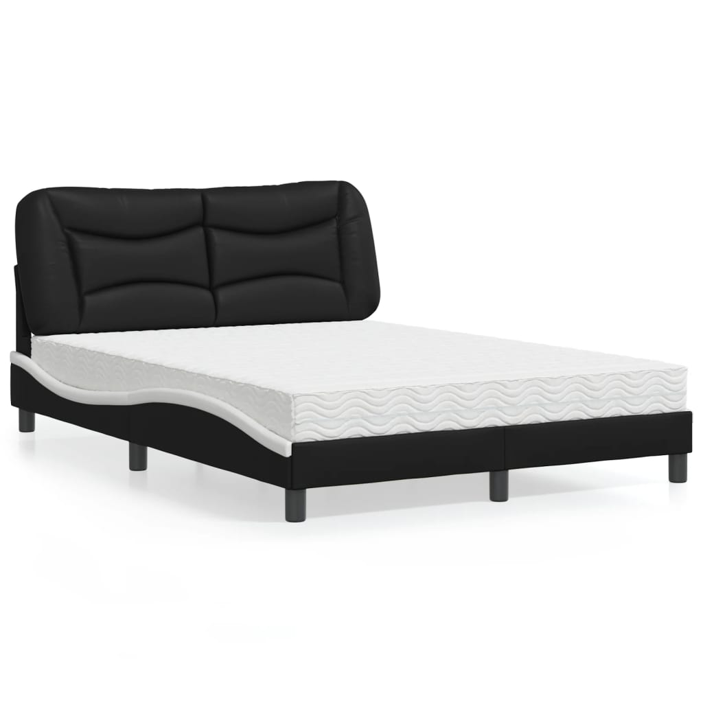 vidaXL Posteľ s matracom čierno-biela 140x200 cm umelá koža