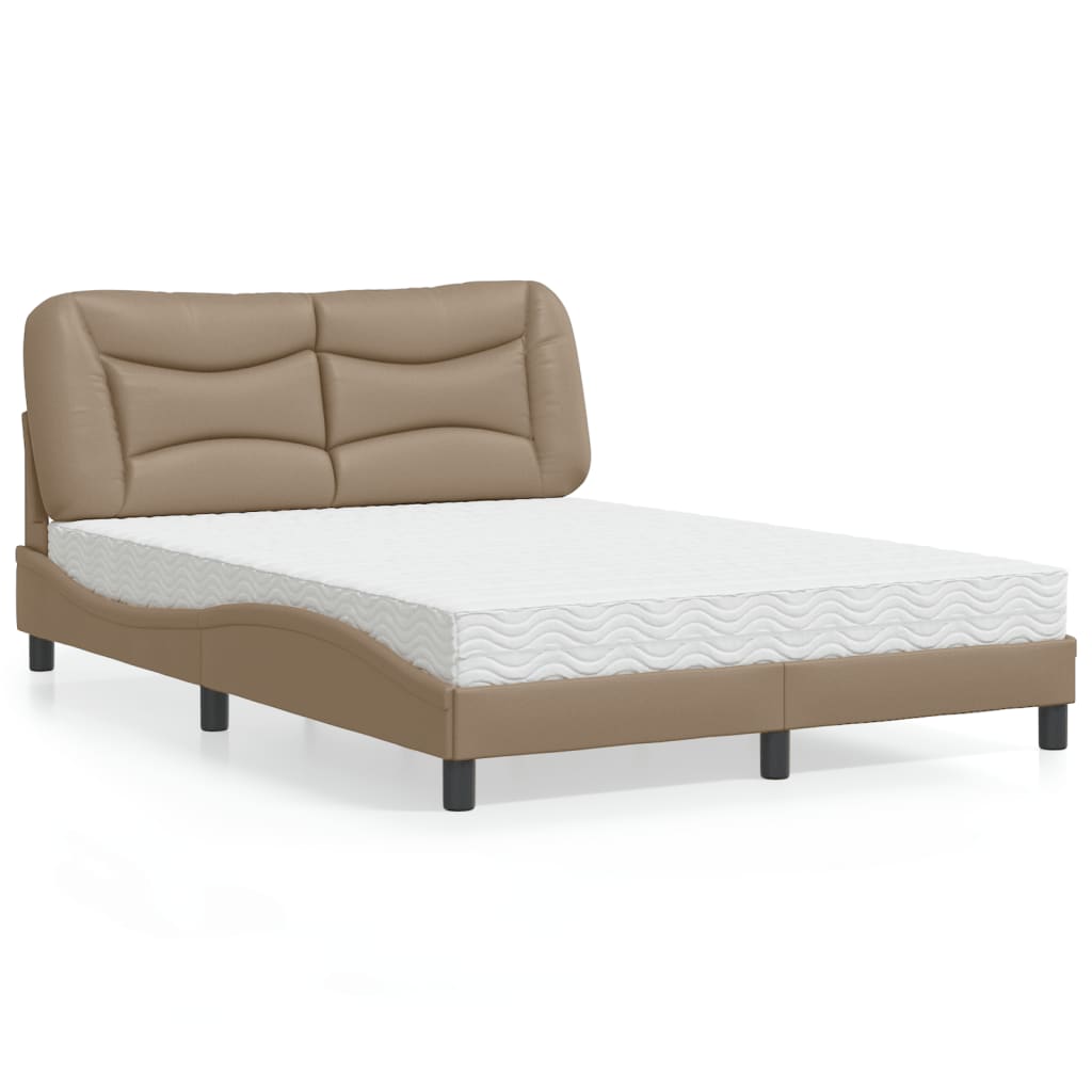 vidaXL Posteľ s matracom kapučínová 140x200 cm umelá koža