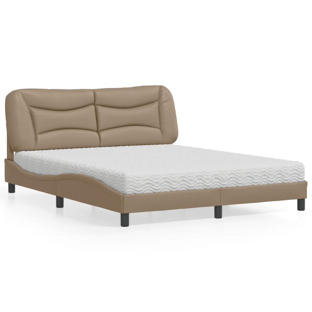 vidaXL Posteľ s matracom kapučínová 160x200 cm umelá koža
