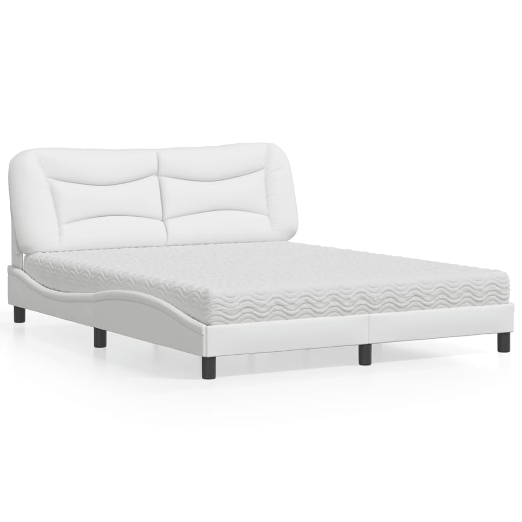 vidaXL Posteľ s matracom biela 160x200 cm umelá koža