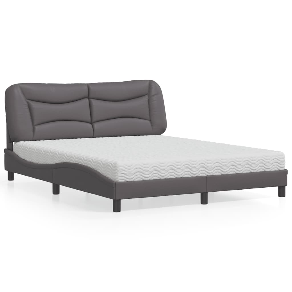 vidaXL Posteľ s matracom sivá 160x200 cm umelá koža