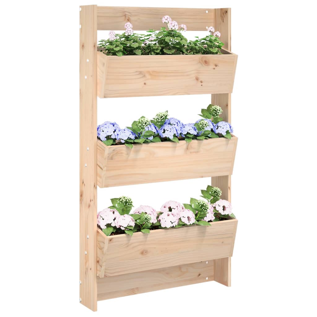 vidaXL Nástenný kvetináč 3-poschodový 60x18,5x110 cm masívna borovica