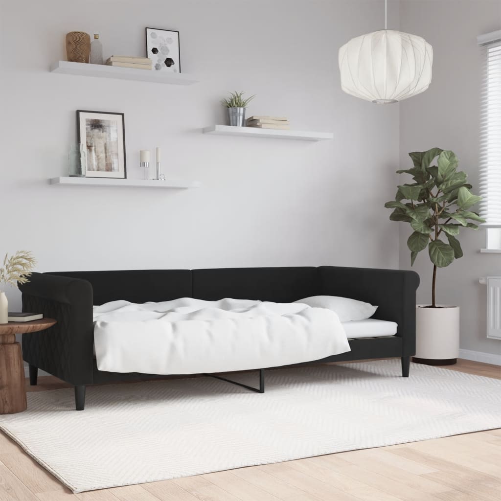 vidaXL Denná posteľ čierna 90x200 cm zamat