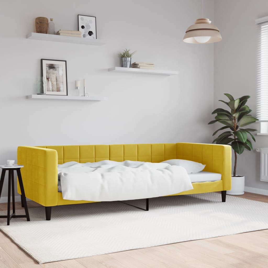 vidaXL Denná posteľ žltá 90x200 cm zamat