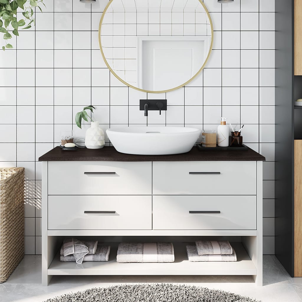 vidaXL Kúpeľňová doska tmavohnedá 100x40x2 cm ošetrený masív