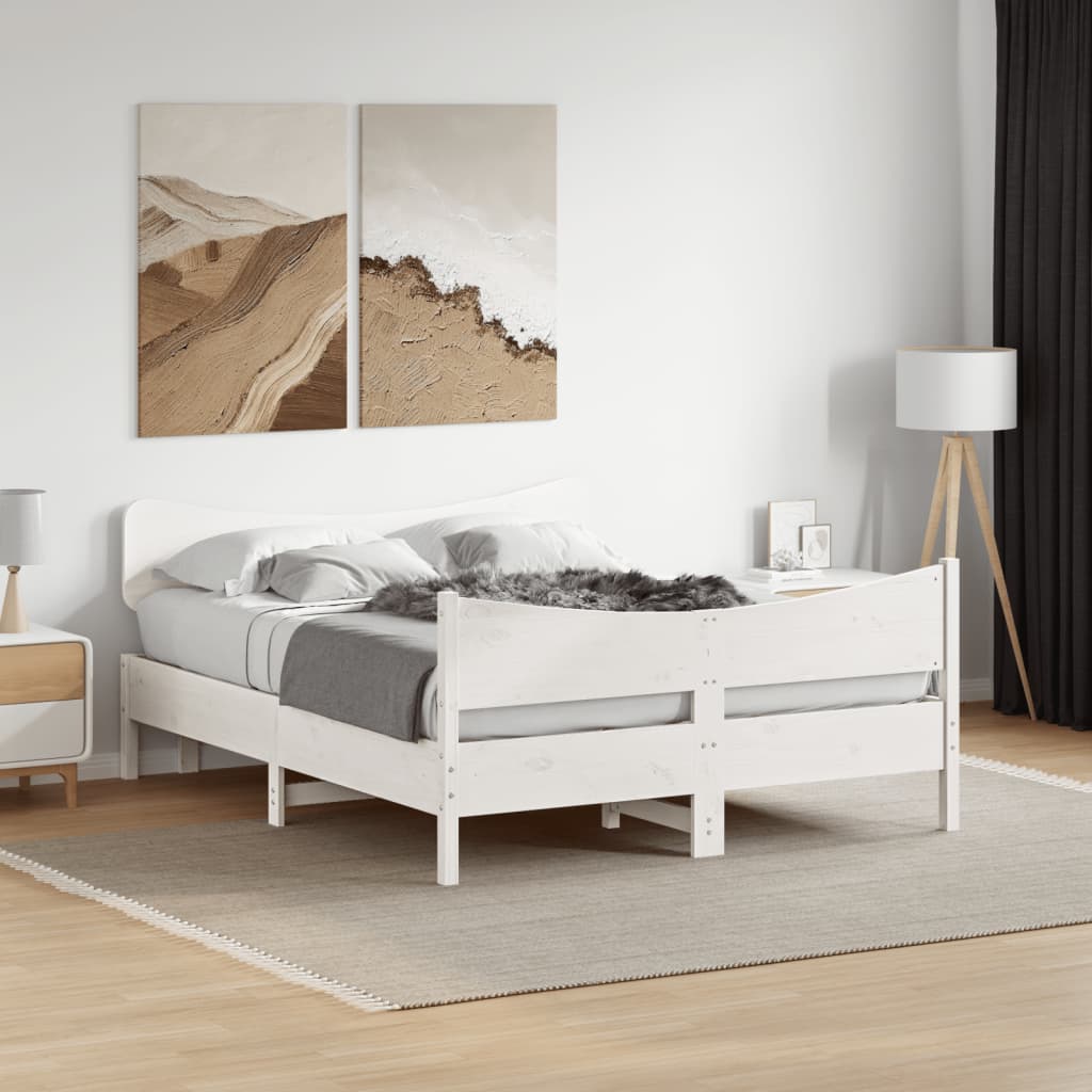 vidaXL Posteľ bez matraca biely 135x190 cm masívna borovica
