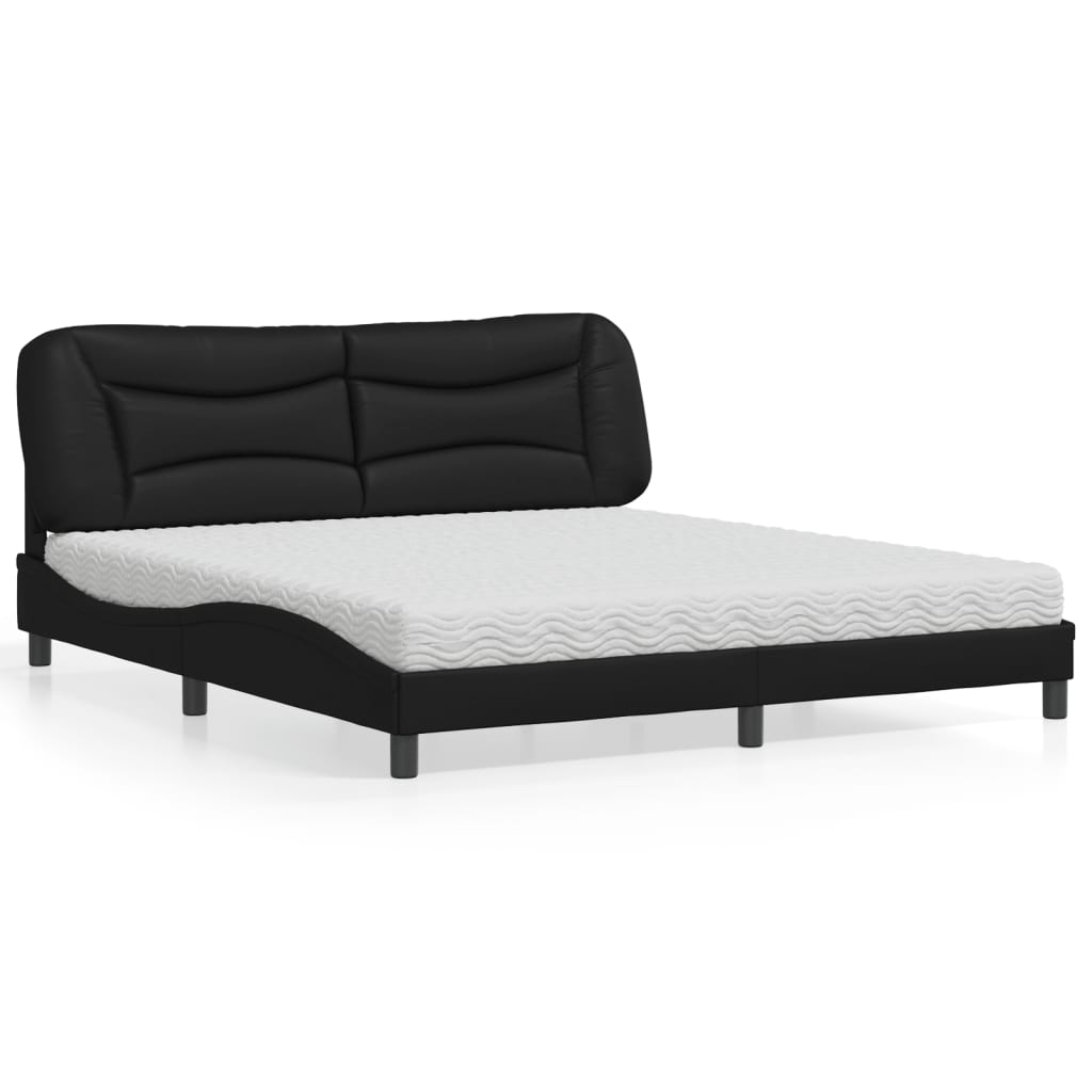 vidaXL Posteľ s matracom čierna 180x200 cm umelá koža