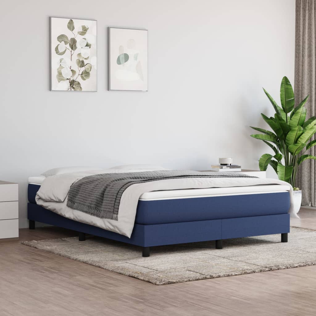 vidaXL Posteľný rám boxspring s matracom modrý 140x200 cm látka