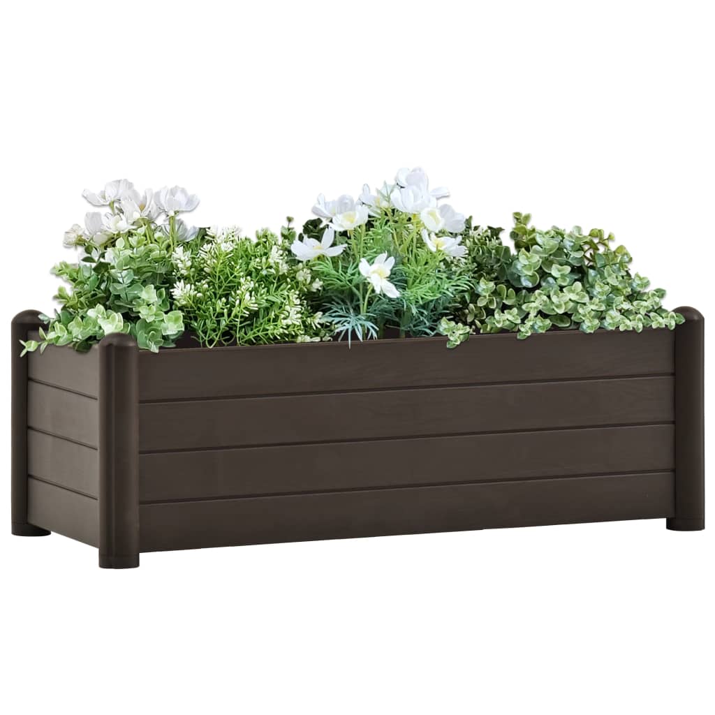 vidaXL Vyvýšený záhradný záhon PP kávový 100x43x35 cm