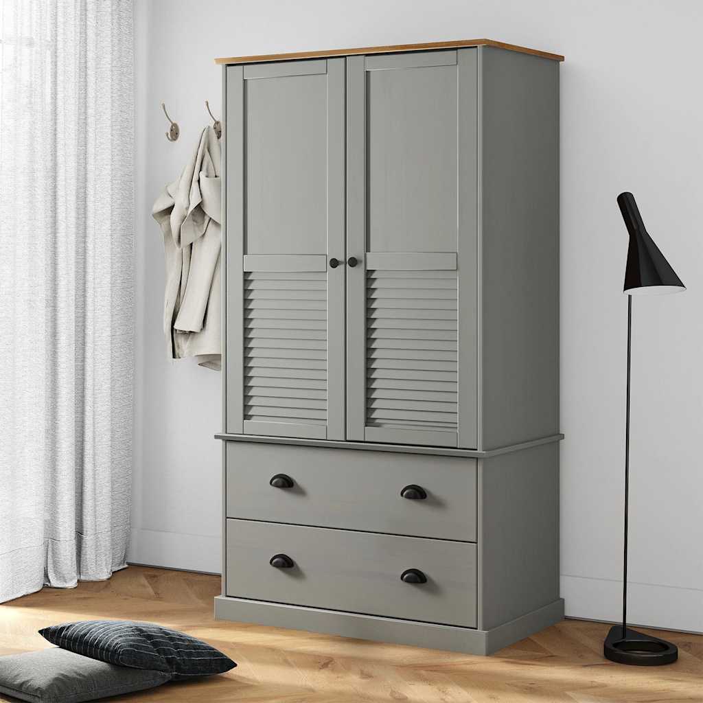 vidaXL Šatník VIGO sivý 90x55x170 cm masívna borovica