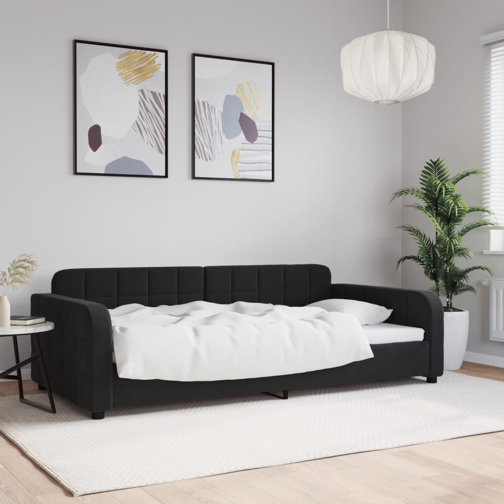 vidaXL Denná posteľ čierna 100x200 cm zamat