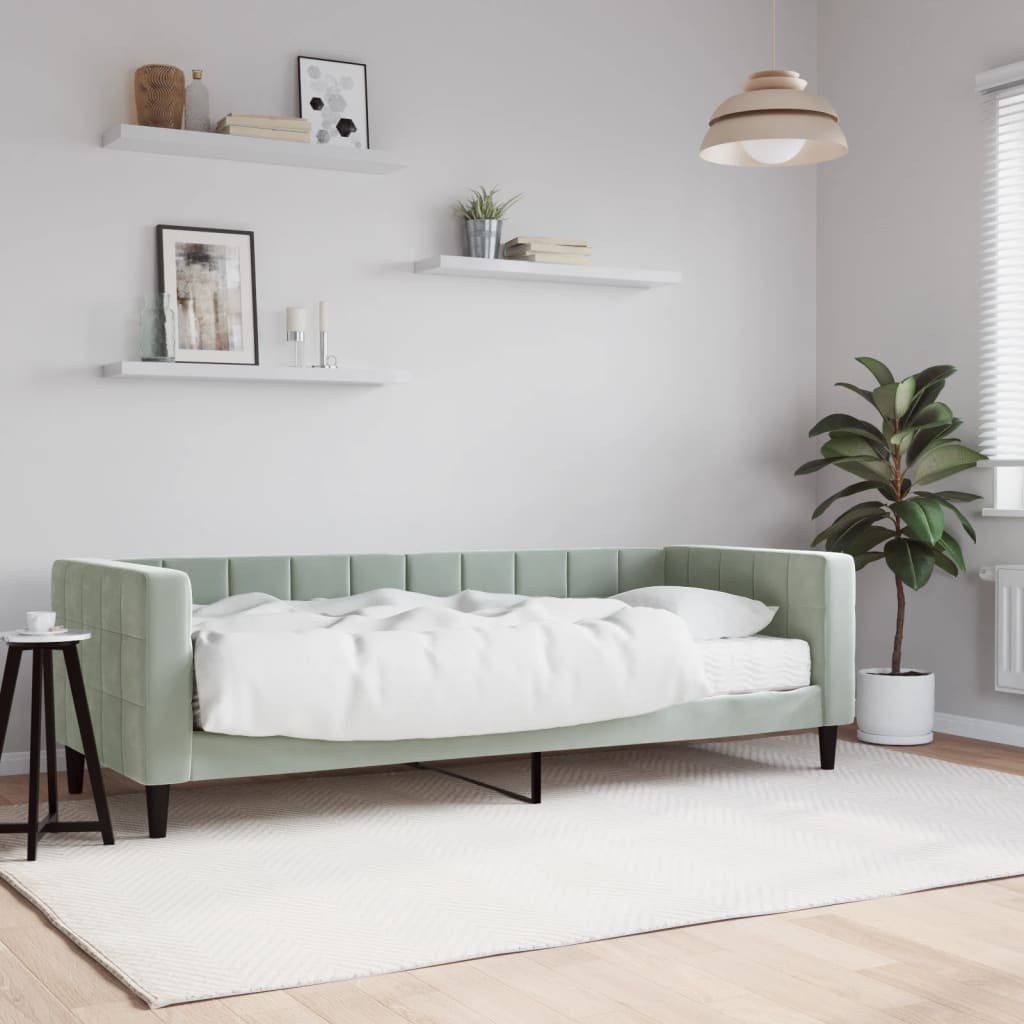 vidaXL Denná posteľ s matracom svetlosivá 80x200 cm zamat