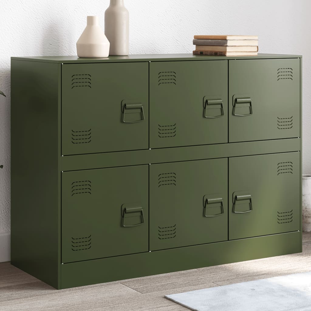 vidaXL Komoda olivovozelená 99x39x73 cm oceľ