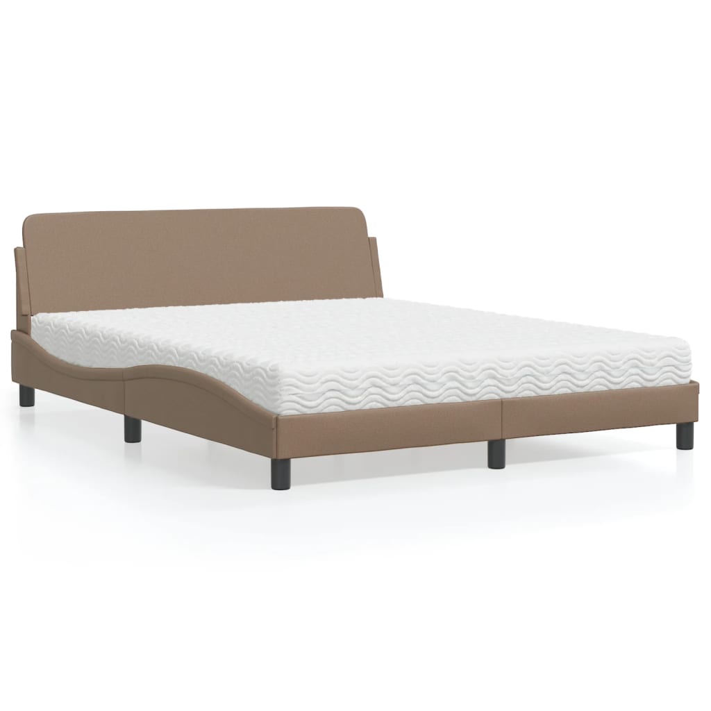 vidaXL Posteľ s matracom kapučínová 160x200 cm umelá koža