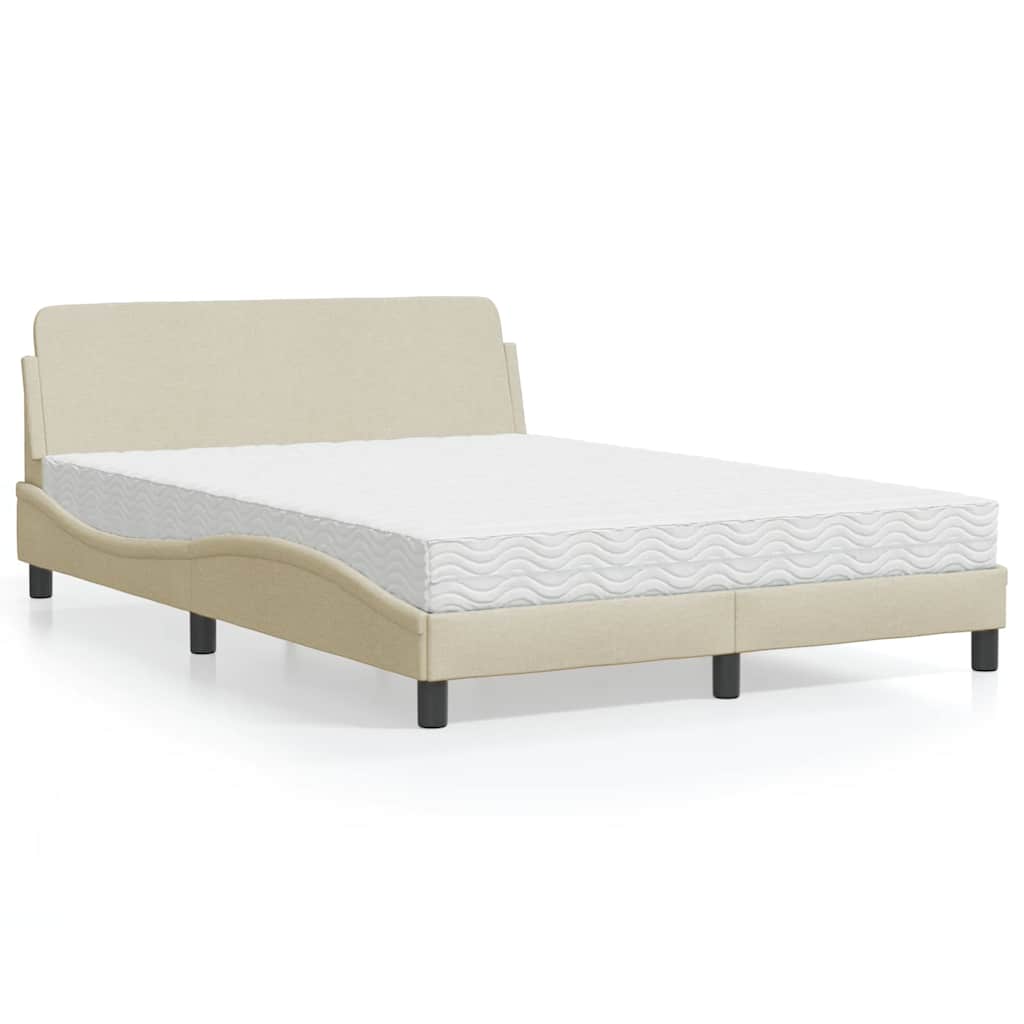 vidaXL Posteľ s matracom krémová 120x200 cm látka