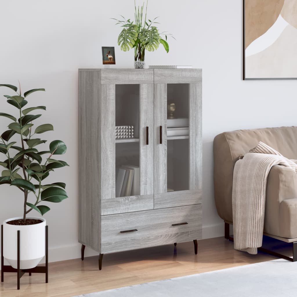vidaXL Vysoká skrinka sivý dub sonoma 69,5x31x115 cm kompozitné drevo