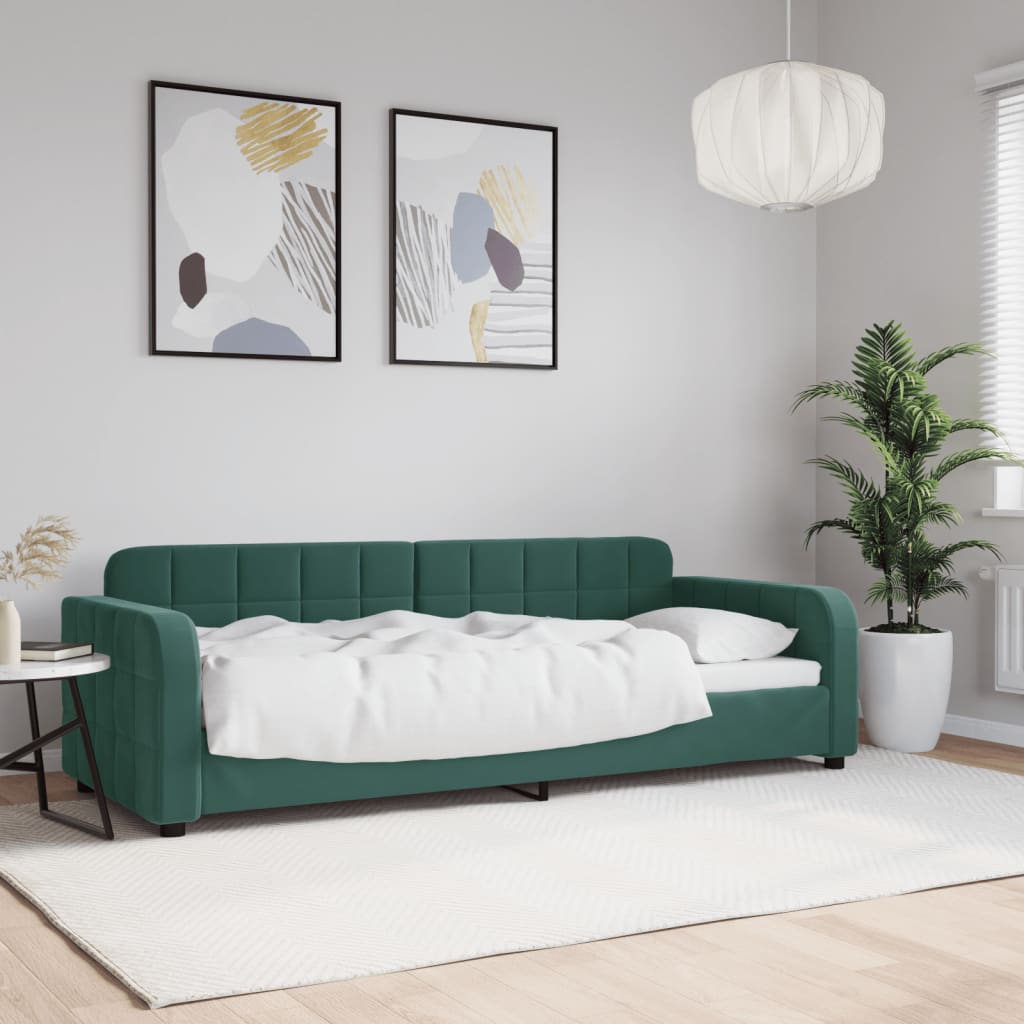 vidaXL Denná posteľ tmavozelená 80x200 cm zamat