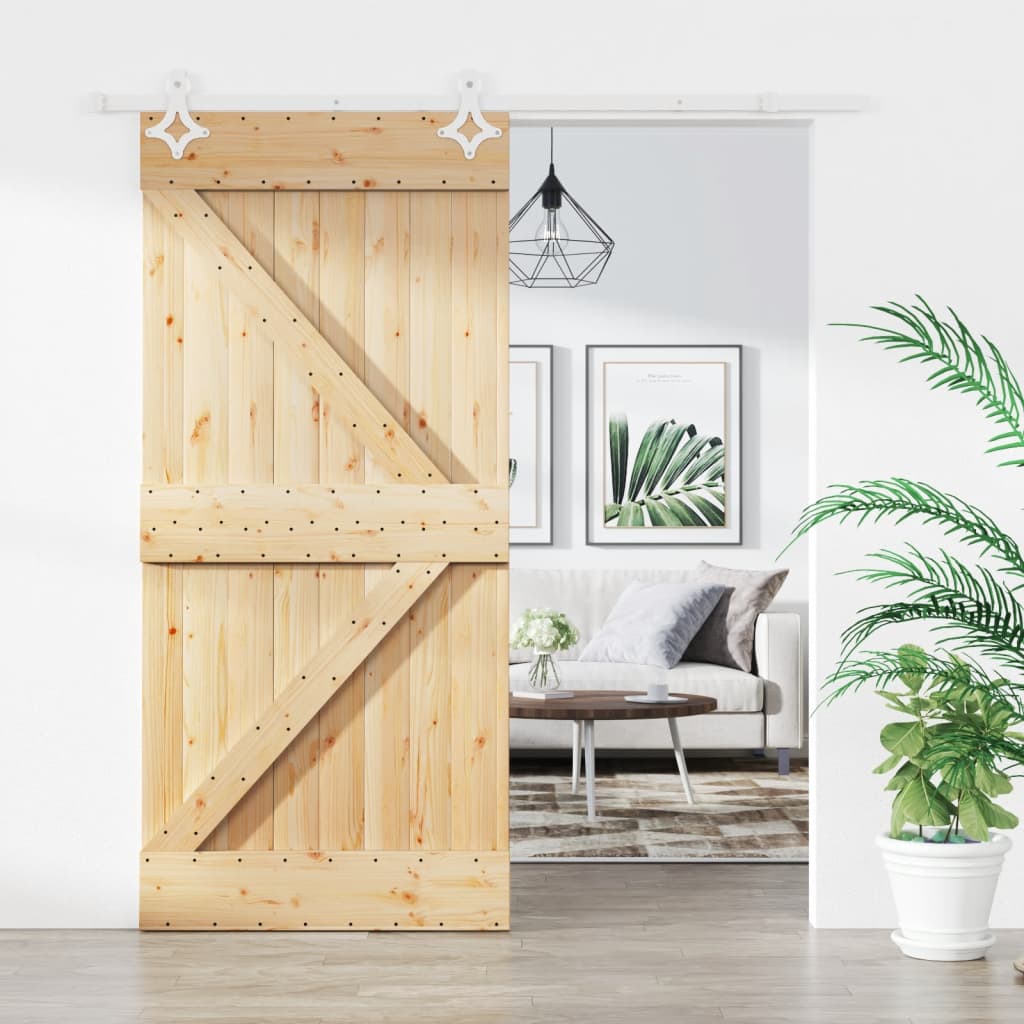 vidaXL Posuvné dvere so sadou kovania 95x210 cm borovicový masív