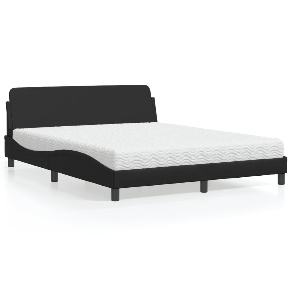 vidaXL Posteľ s matracom čierna 160x200 cm umelá koža