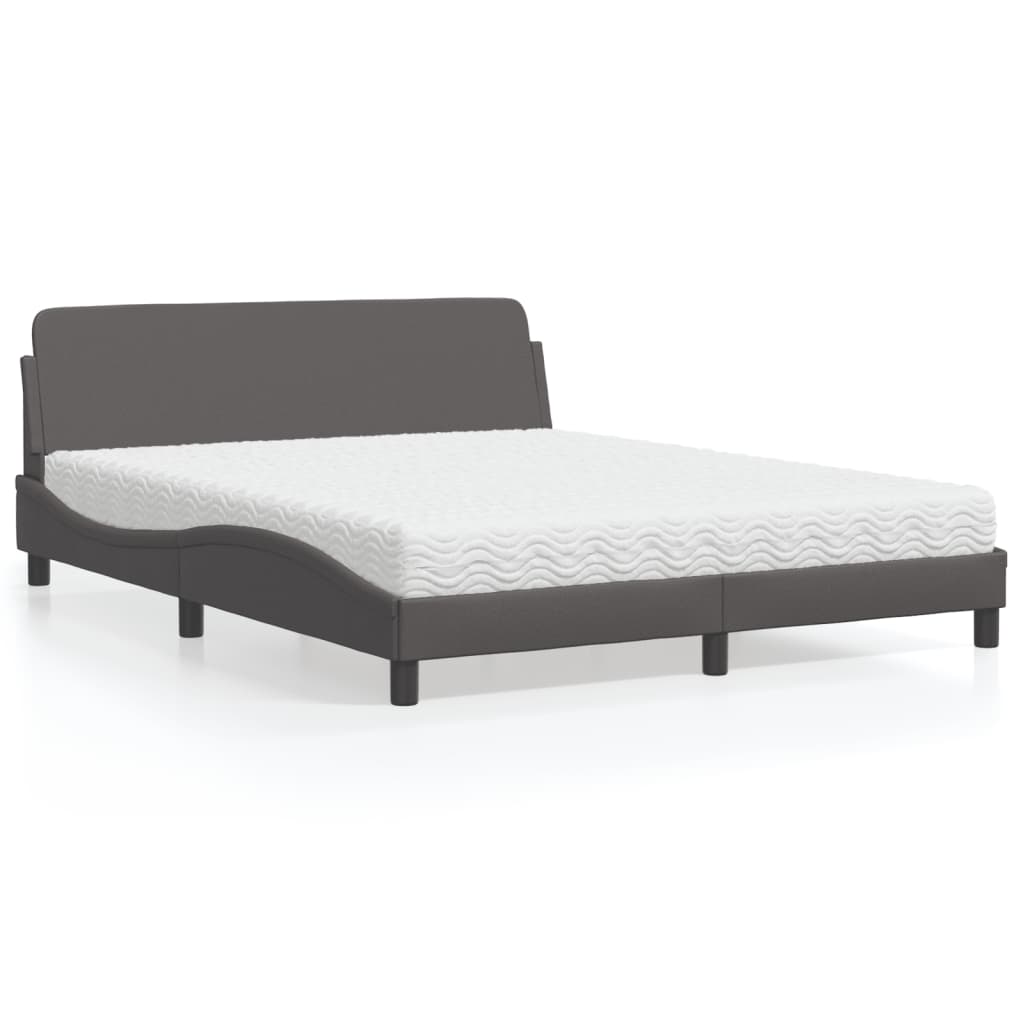 vidaXL Posteľ s matracom sivá 160x200 cm umelá koža