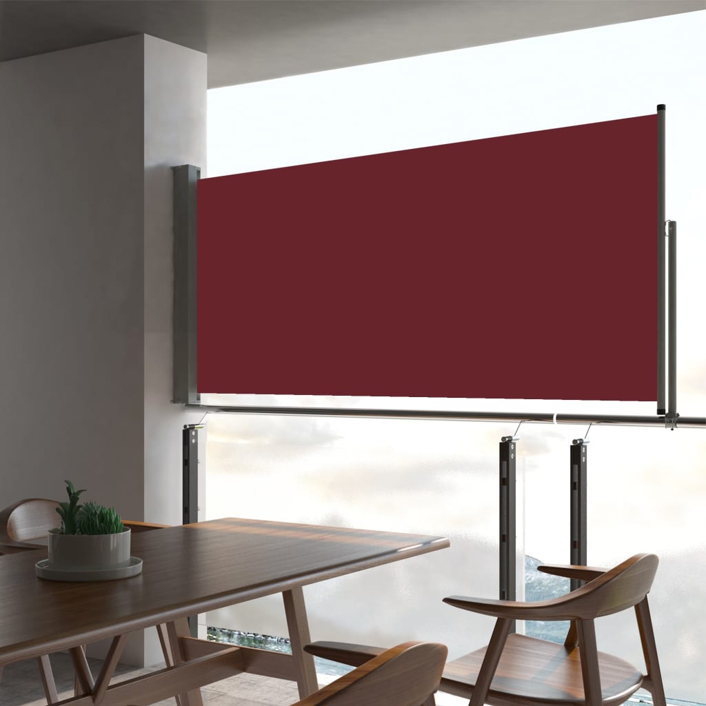 vidaXL Zaťahovacia bočná markíza na terasu červená 60x300 cm