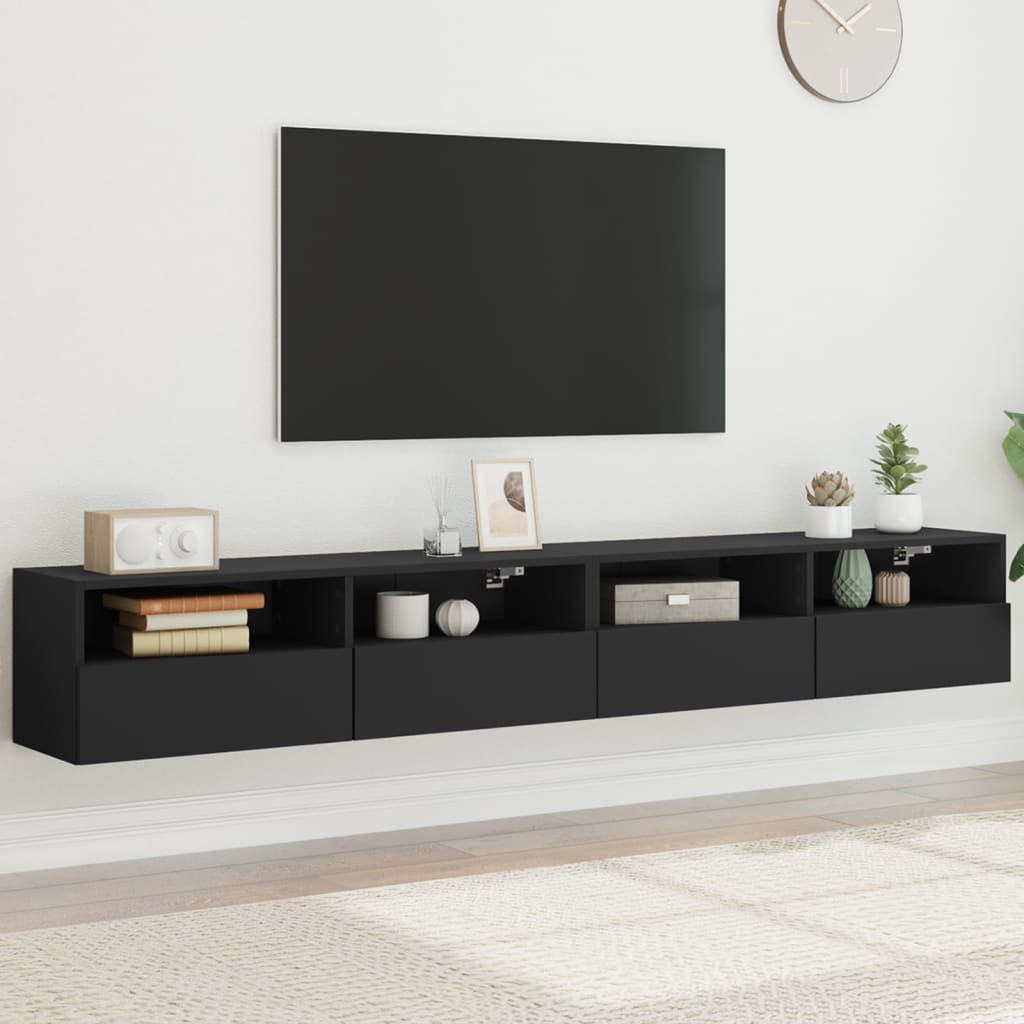 vidaXL TV nástenné skrinky 2 ks čierne 100x30x30 cm kompozitné drevo