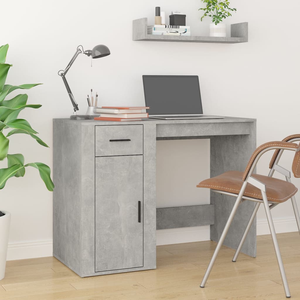 vidaXL Stôl betónovosivý 100x49x75 cm spracované drevo