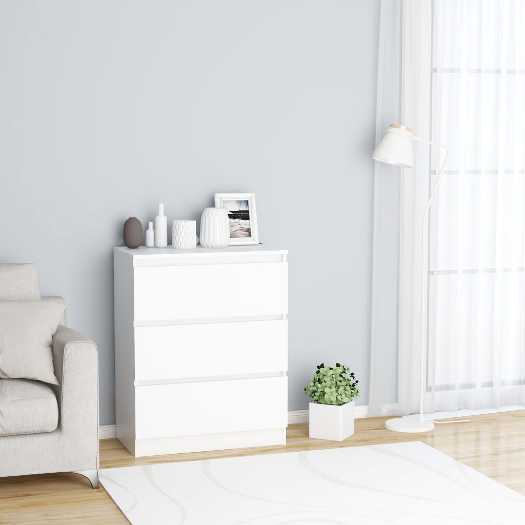 vidaXL Komoda, biela 60x35x76 cm, kompozitné drevo