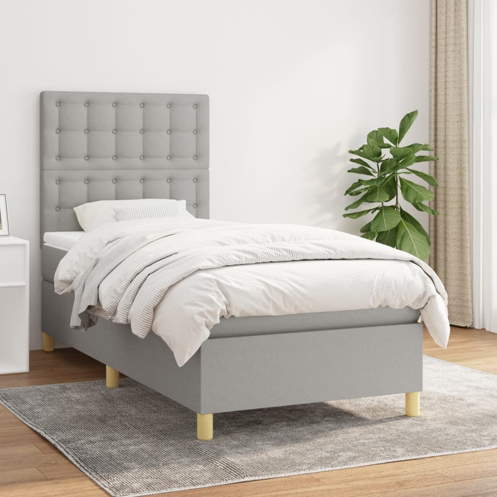 vidaXL Posteľný rám boxsping s matracom bledosivý 80x200 cm látka