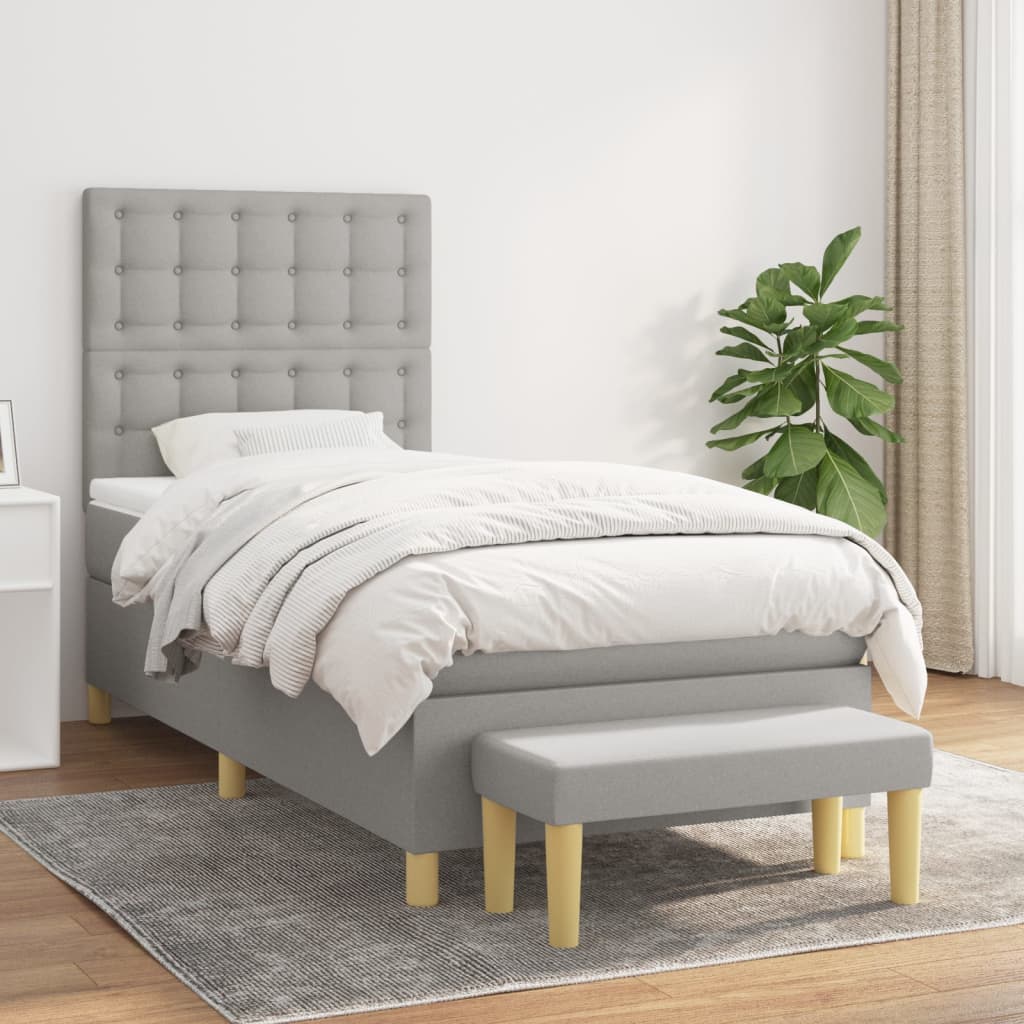 vidaXL Posteľný rám boxsping s matracom bledosivý 80x200 cm látka